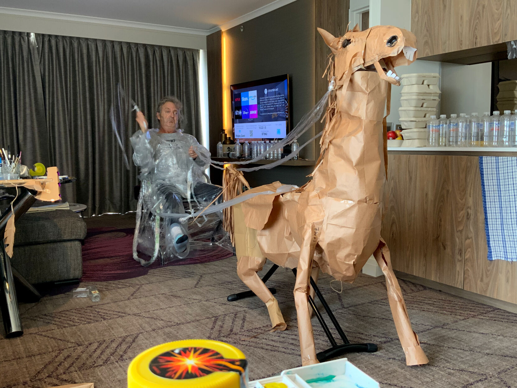 A paper cowboy rides out his quarantine in Australian hotel